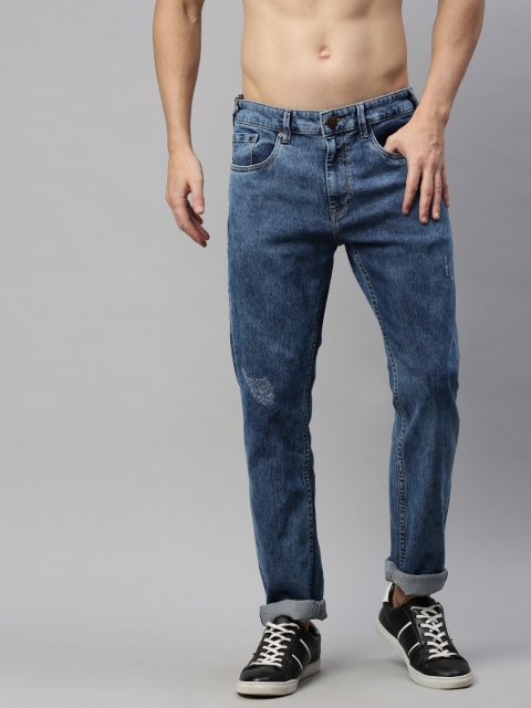 

HERE&NOW Men Blue Slim Fit Mid-Rise Low Distress Stretchable Jeans