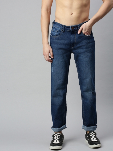 

HERE&NOW Men Blue Slim Fit Mid-Rise Low Distress Stretchable Jeans