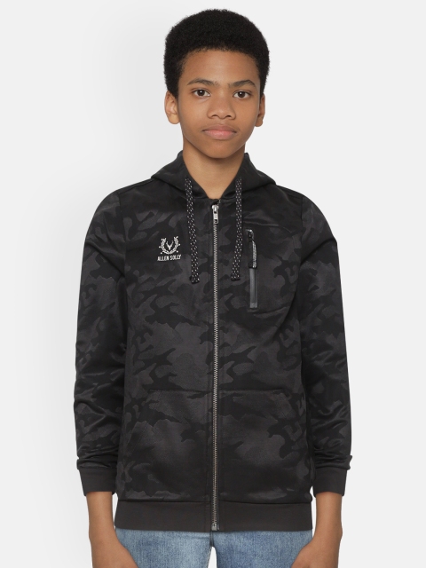 

Allen Solly Junior Boys Black Camouflage Self Design Hooded Sweatshirt