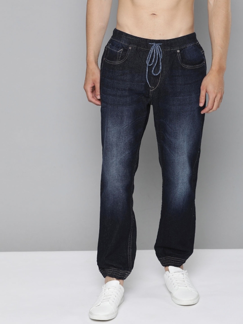 

HERE&NOW Men Navy Blue Jogger Mid-Rise Clean Look Stretchable Jeans