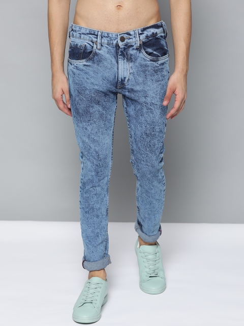 

HERE&NOW Men Blue Acid Washed Skinny Fit Mid-Rise Stretchable Jeans