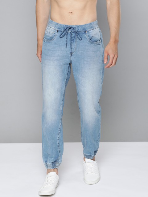 

HERE&NOW Men Navy Blue Jogger Mid-Rise Clean Look Stretchable Jeans