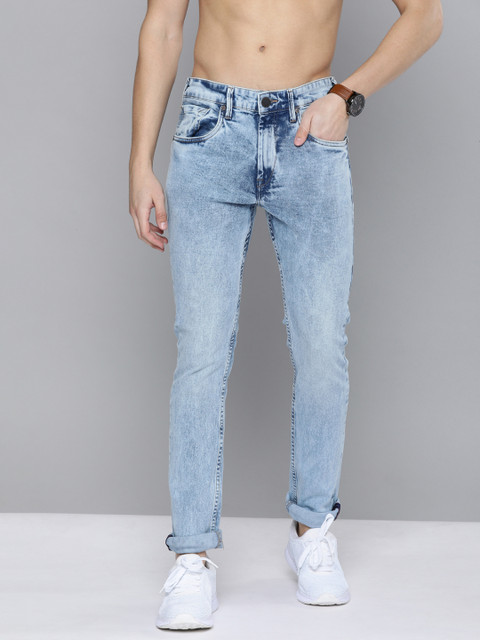 

HERE&NOW Men Blue Skinny Fit Mid-Rise Clean Look Stretchable Jeans