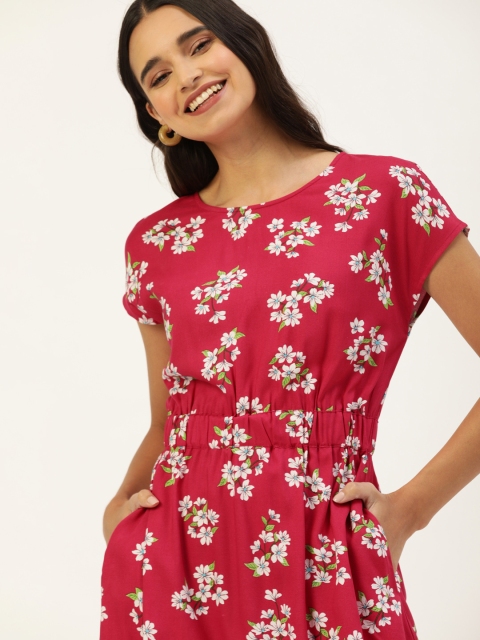 

DressBerry Women Pink Printed Fit and Flare Dress