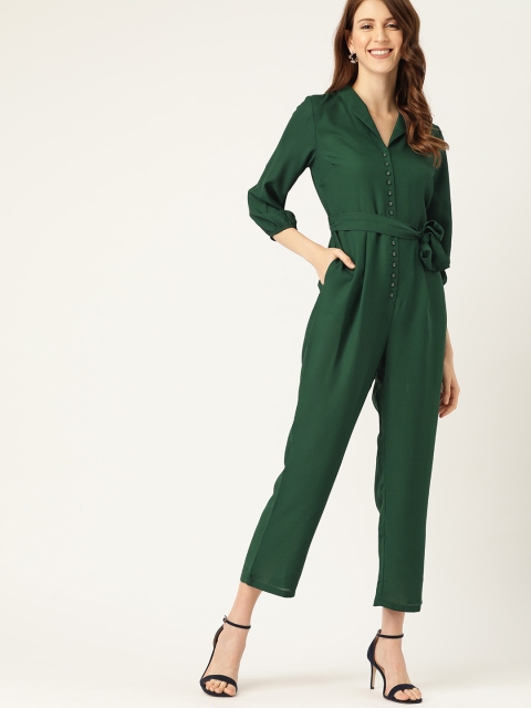 

DressBerry Women Green Solid Cropped Basic Jumpsuit