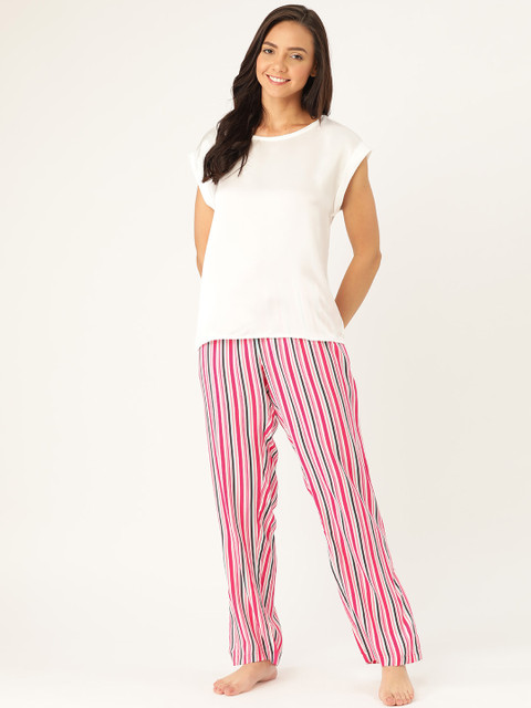 

DressBerry Women Pink & White Striped Lounge Pants
