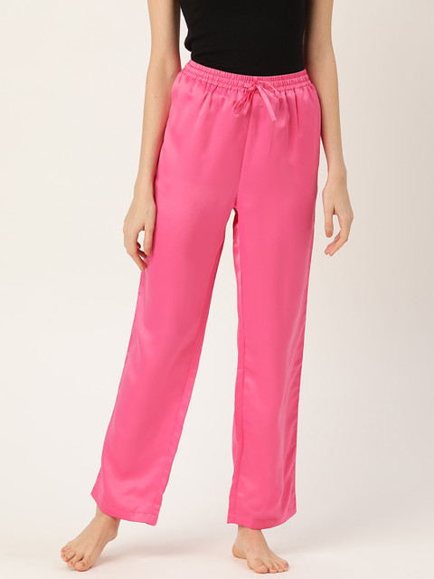 

DressBerry Women Pink Solid Satin Finish Lounge Pants