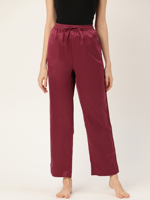 

DressBerry Women Burgundy Solid Satin Finish Lounge Pants
