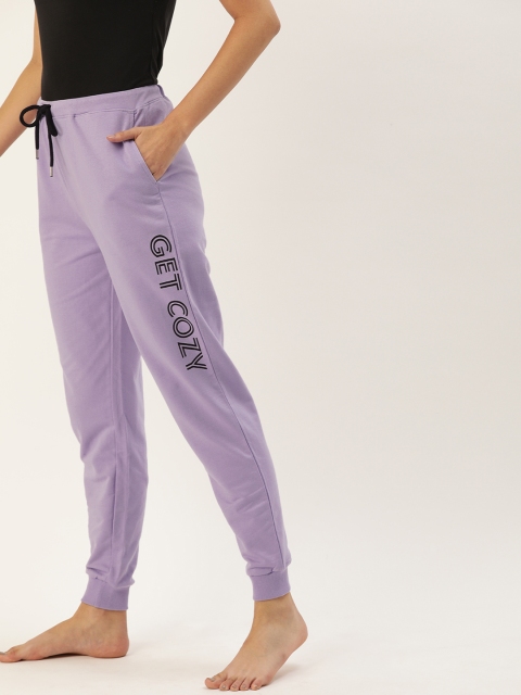 

DressBerry Women Lavender Solid Regular Fit Lounge Pants With Printed Detailing