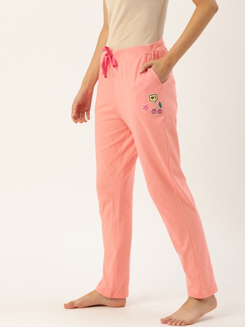 

DressBerry Women Pink Solid Lounge Pants with Applique Detail