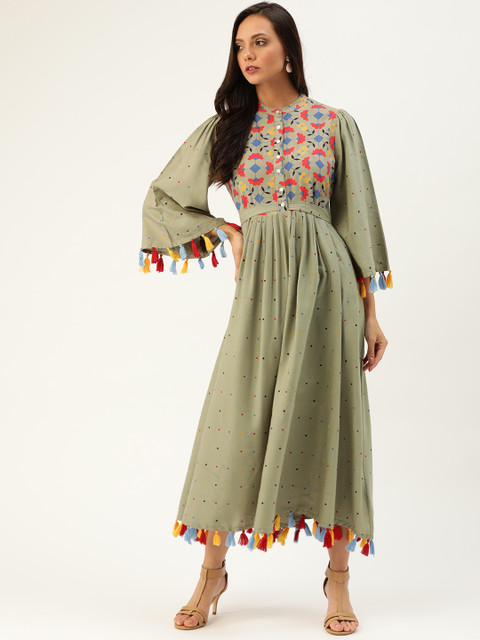 

Moda Rapido Women Green Printed Maxi Dress