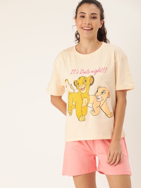 

Disney by DressBerry Women Beige & Pink Printed Night suit