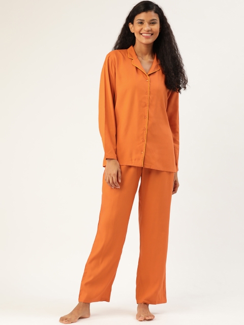 

DressBerry Women Orange Solid Night Suit