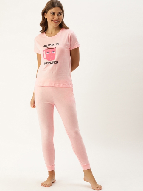 

DressBerry Women Pink Printed Night suit