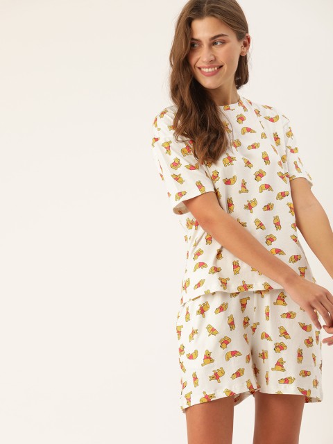 

Disney by DressBerry Women Off-White & Yellow Printed Night suit