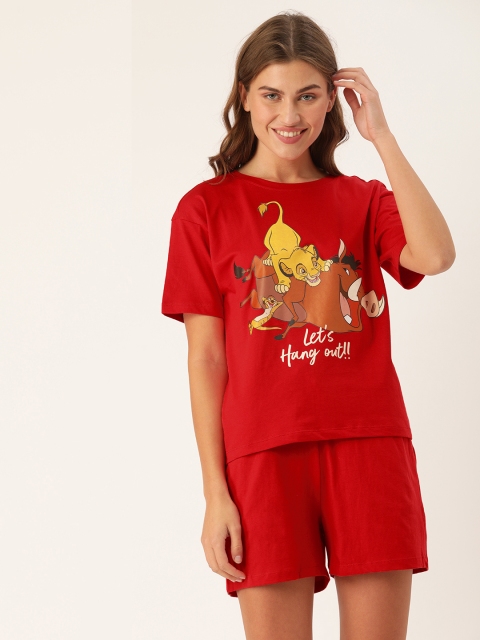 

Disney by DressBerry Women Red Printed Night suit