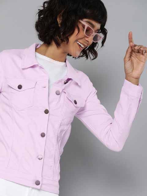 

HERE&NOW Women Lavender Solid Denim Jacket