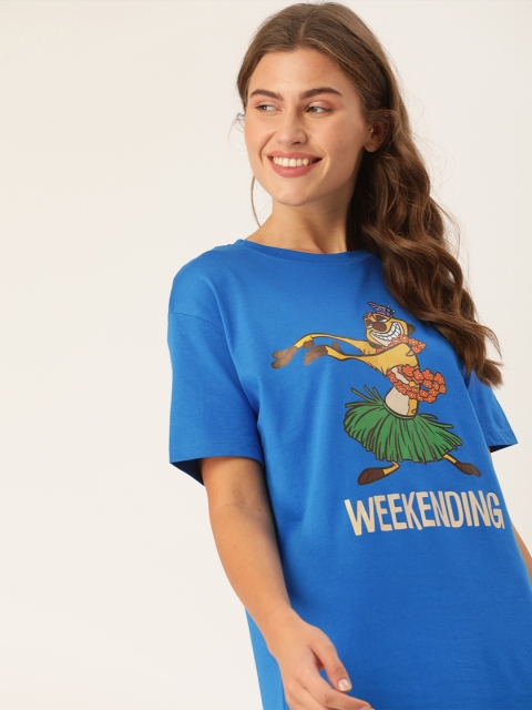 

Disney by DressBerry Women Blue Timon Printed Sleep Shirt