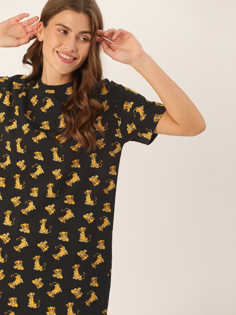 

Disney by DressBerry Women Black & Yellow Simba Printed Sleep Shirt
