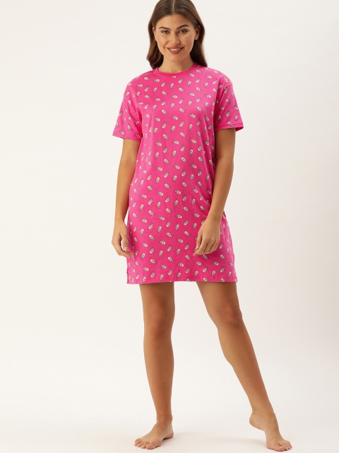 

DressBerry Pink & Black Printed Nightdress