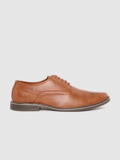 

INVICTUS Men Tan Brown Solid Formal Oxfords with Perforated Detail