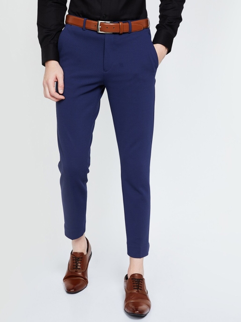 

CODE by Lifestyle Men Royal Blue Slim Fit Solid Regular Trousers