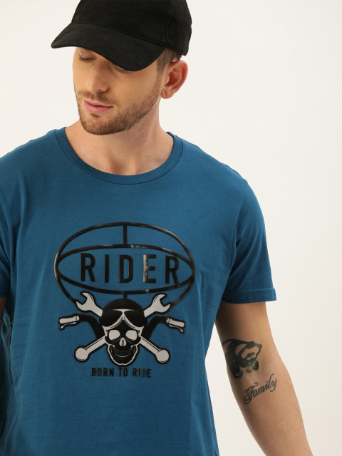

Moda Rapido Men Navy Blue Printed Regular Fit Round Neck T-shirt