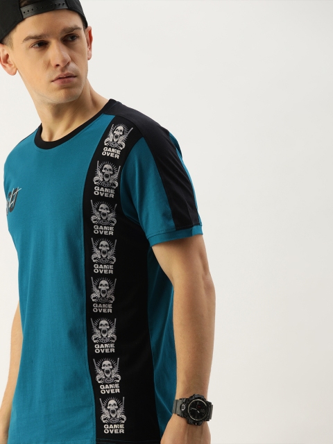 

Moda Rapido Men Blue & Black Printed Round Neck T-shirt