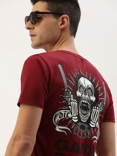 

Moda Rapido Men Maroon & Black Printed Round Neck T-shirt