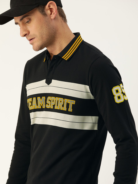 

Moda Rapido Men Black Printed Polo Collar T-shirt