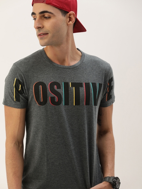 

Moda Rapido Men Charcoal Grey Printed Round Neck T-shirt