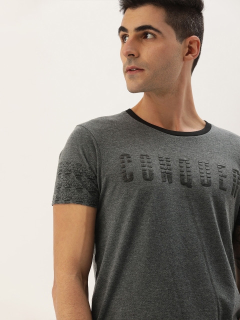 

Moda Rapido Men Charcoal Grey Printed Round Neck T-shirt