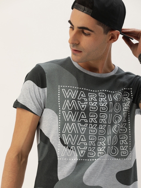 

Moda Rapido Men Grey Camouflage Printed Round Neck T-shirt