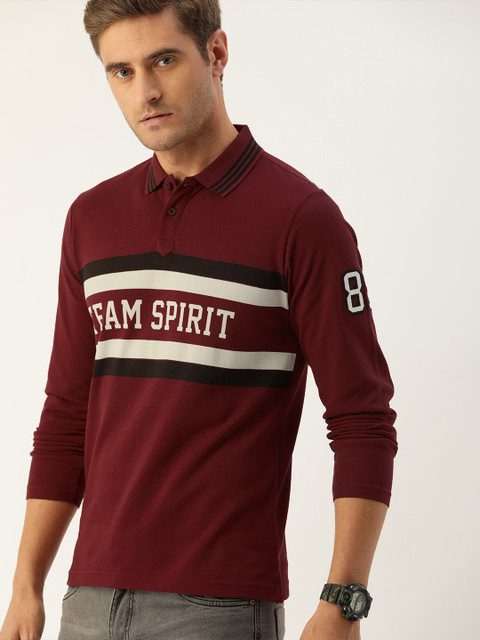 

Moda Rapido Men Maroon Printed Polo Collar T-shirt