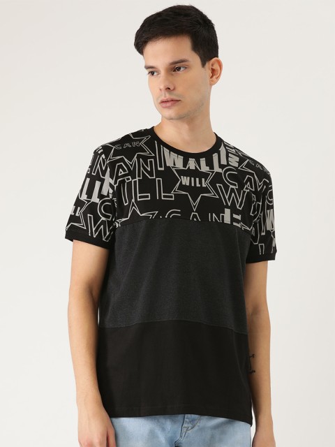

Moda Rapido Men Black & Grey Printed Round Neck T-shirt