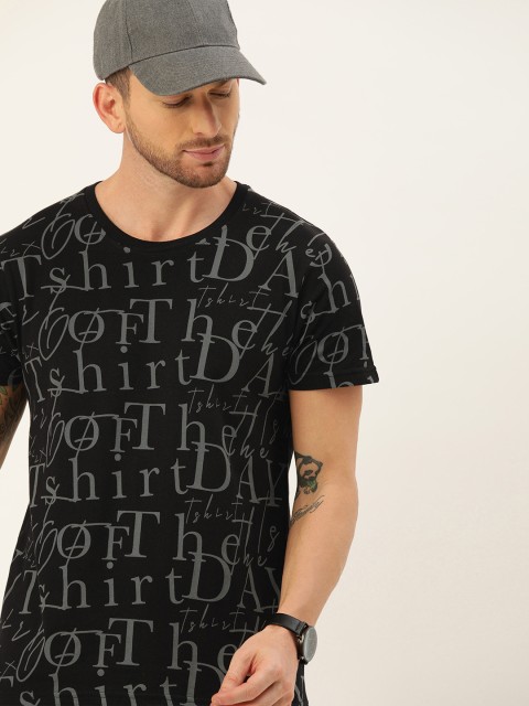 

Moda Rapido Men Black & Grey Printed Regular Fit Round Neck T-shirt