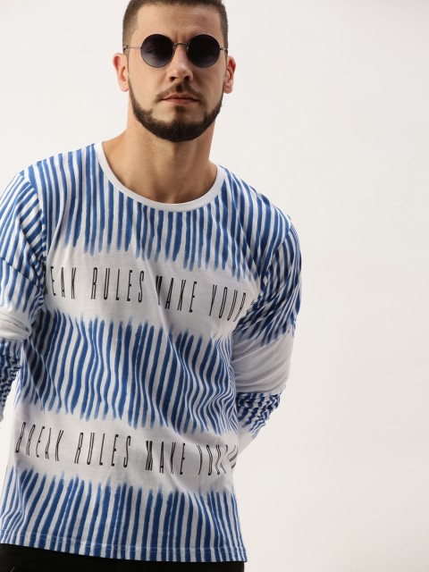 

Moda Rapido Men Blue & White Striped Round Neck T-shirt
