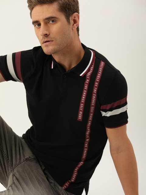 

Moda Rapido Men Black Printed Polo Collar T-shirt