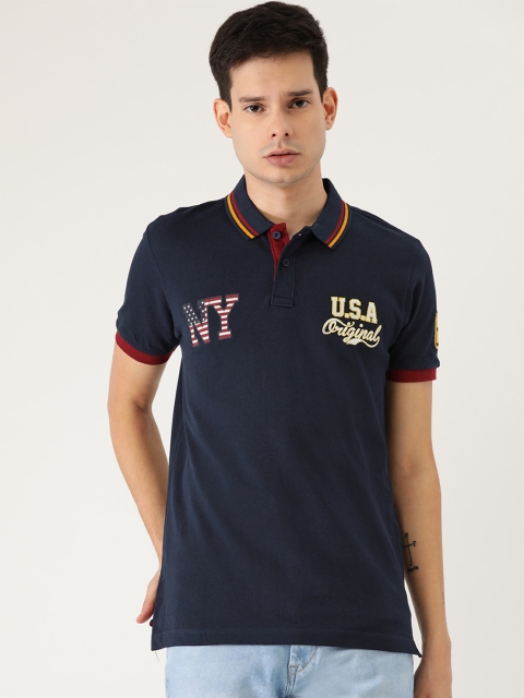 

Moda Rapido Men Navy Blue Solid Polo Collar Pure Cotton T-shirt