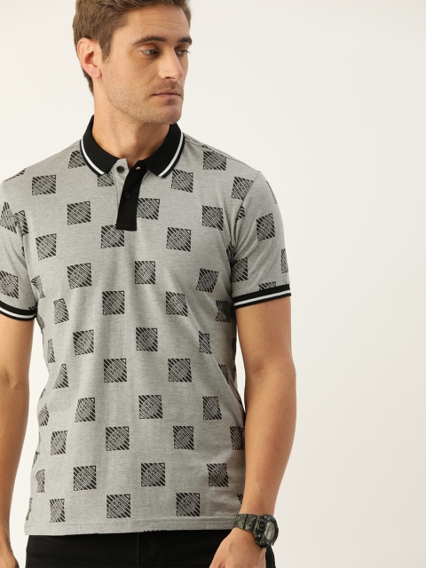 

Moda Rapido Men Grey Printed Polo Collar T-shirt