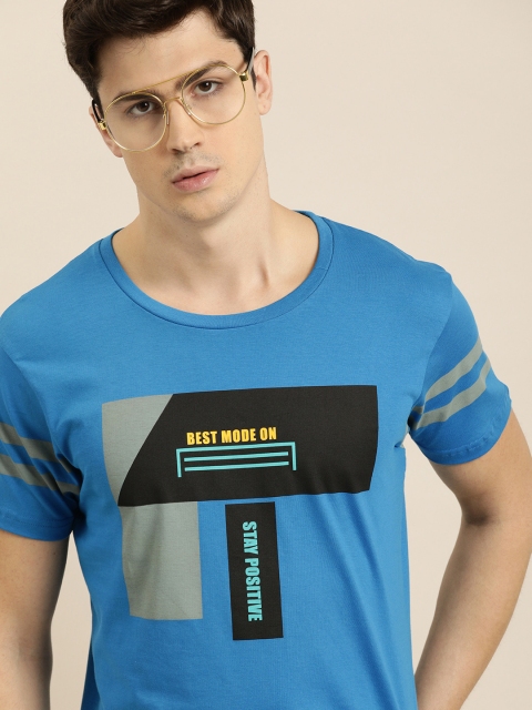 

Moda Rapido Men Blue & Black Printed Round Neck T-shirt