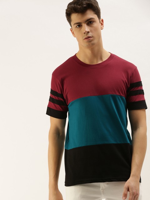 

Moda Rapido Men Maroon Colourblocked Round Neck T-shirt