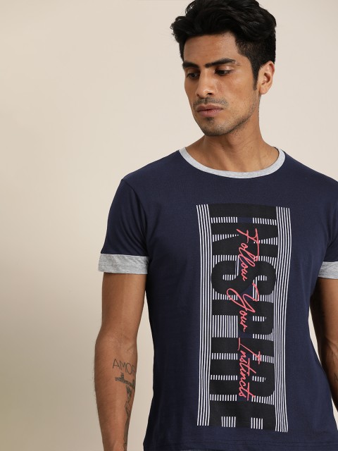

Moda Rapido Men Navy Blue Printed Round Neck T-shirt