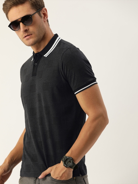 

Moda Rapido Men Black Printed Polo Collar T-shirt