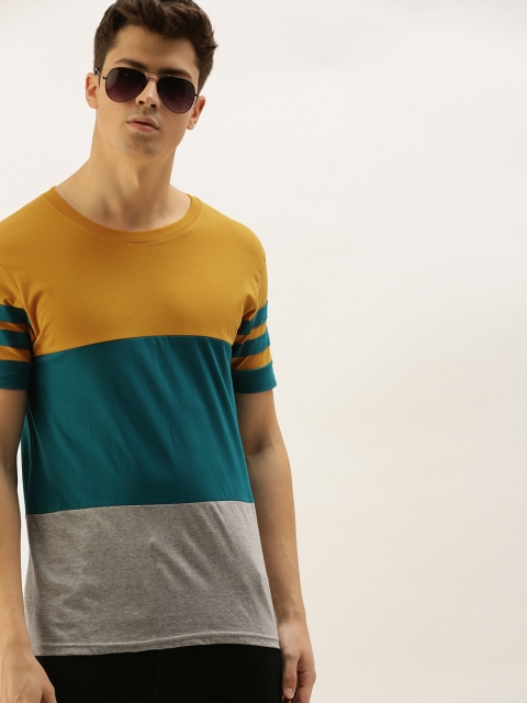 

Moda Rapido Men Mustard Colourblocked Round Neck T-shirt