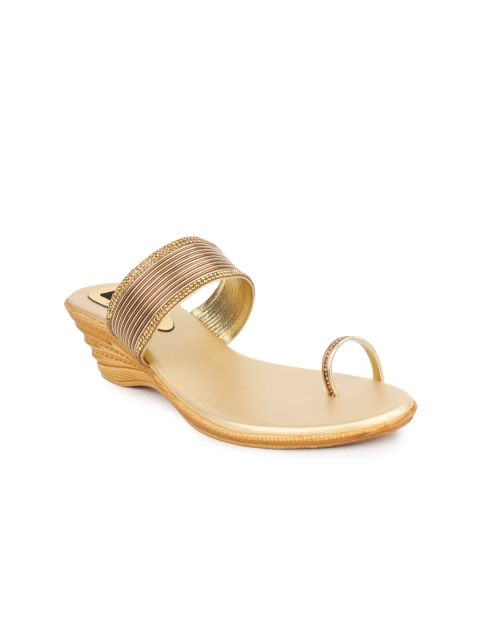 

Shoetopia Women Gold-Toned Wedges