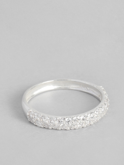 

Accessorize Sterling Silver-Plated CZ Studded Bling Encrusted Band Finger Ring