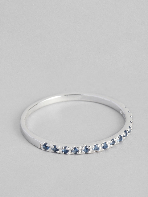 

Accessorize Blue Sterling Silver-Plated Studded Eternity Finger Ring
