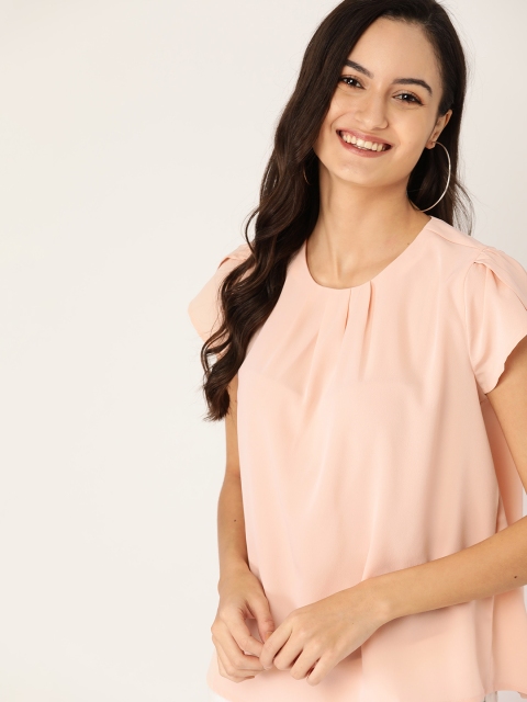 

DressBerry Women Peach-Coloured Solid Top