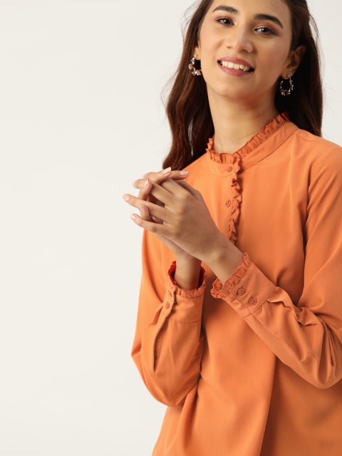 

DressBerry Women Rust Orange Solid Top